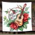 Music note and guitar and rose with green leaf and flappy bird blanket