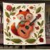 Music note and guitar and rose with green leaf and fox sock blanket