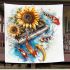 Music note and piano and sunflower and color koi fish blanket