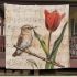 Music notes and bamboo flute and tulip and bird blanket