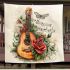 Music notes and guitar and rose and dragonfly blanket