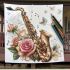 Music notes and saxophone and rose and butterfly blanket