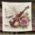 Music notes and violin and rose with dragonfly colorfull blanket