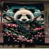 Panda samurai in front of mount fuji blanket