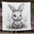 Pencil drawing of an adorable rabbit blanket