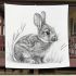 Pencil drawing of an adorable rabbit blanket