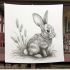 Pencil drawing of an adorable rabbit blanket