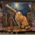 Persian cat in timeless astronomical observatories blanket