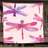 Pink dragonfly pattern vibrant watercolor blanket