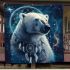 Polar bear with dream catcher area rug blanket