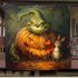 Pumpkin grinchy smile and cats show 3d blanket