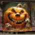 Pumpkin grinchy smile and dogs show 3d blanket