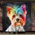 Punk yorkshire terrier dog with rainbow colored hair blanket