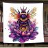 Queen bee with a crown sitting on a flower blanket