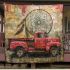 Red truck with dream catcher area rug blanket