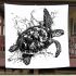 Sea turtle in black and white blanket
