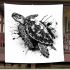 Sea turtle in black and white blanket
