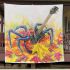 Spider and music notes and electric guitar with yellow blanket