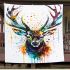 Stag head colorful ink painting blanket