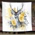 Stunning beautiful deer with yellow roses painted blanket