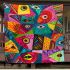 Vibrant and colorful painting of fish blanket