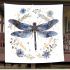 Watercolor dark blue dragonfly with gold blanket