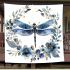 Watercolor dark blue dragonfly with gold blanket