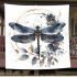 Watercolor dark blue dragonfly with gold blanket