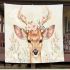 Watercolor deer with a floral crown and antlers blanket