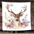 Watercolor deer with flowers blanket