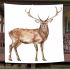 Watercolor deer with large antlers blanket