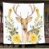 Watercolor deer with yellow roses blanket