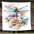 Watercolor dragonfly among flowers blanket