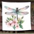 Watercolor dragonfly and pink flowers blanket