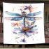 Watercolor dragonfly flowers blanket