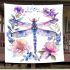 Watercolor dragonfly surrounded in the style of flowers blanket