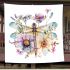 Watercolor dragonfly surrounded in the style of flowers blanket