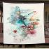 Watercolor dragonlfly perched on top of flowers blanket