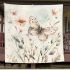 Watercolor painting of butterflies and flowers blanket