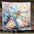 Whimsical watercolor dragonfly perched on an open book blanket