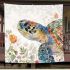 Whimsical watercolor turtle with floral patterns blanket