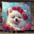 White pomeranian puppy with blue eyes blanket