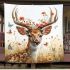 White tailed deer with large antlers and flowers on its head blanket