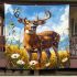 Whitetailed buck standing in a meadow with daisies blanket