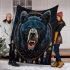 Angry black bear with dream catcher area rug blanket