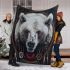 Angry white bear with dream catcher area rug blanket