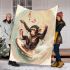 Baby monkey surfs with guitar and musical notes blanket