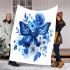 Beautiful blue butterfly with flowers blanket