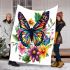 Beautiful colorful butterfly among flowers blanket