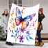 Beautiful colorful butterfly among flowers blanket